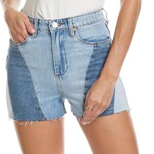 Blank NYC The Reeve Patchwork Denim Jean Shorts High Rise NWT Size 24